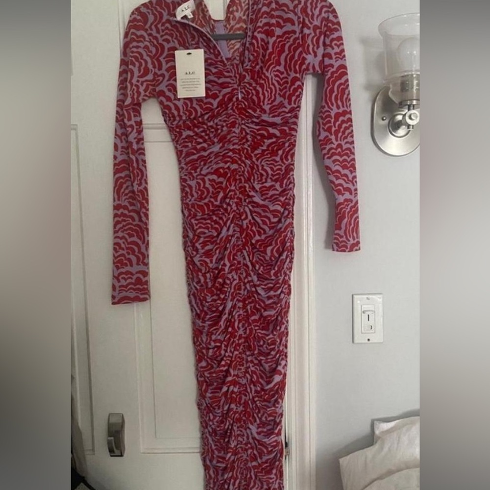 A.L.C. Red and Lavender Wave Dress - Picture 5 of 5